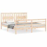  The Living Store Posteljni okvir z vzglavjem trden les - Posteljni Okvir, (21531052) | Shoptok.si