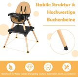  Dječja hranilica 4 u 1 s sigurnosnim pojasom i uklonjivim pladnjem, dječja sjedala, smeđa | shoptok.hr