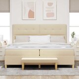  Krevet s opruga kutije s uzglavljem Krema 200 x 200 cm tkanina | shoptok.hr