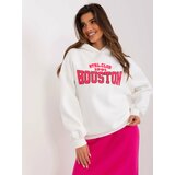 Fashion Hunters Women's cotton sweatshirt Ecru with hood Cene