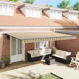 vidaXL Ročna retraktibilna tenda zelena in rumena 500x300 cm, Tenda za zamenjavo tkanine za okvir 5x3 m zelena in rumena Cene