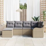  6-delni vrtni kavč set z blazinami bež poli ratan | Shoptok.si