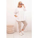 Kesi Włoski Plus Size women's blouse with cotton, pocket, and rolled-up sleeve white | shoptok.hr