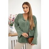 Kesi Włoski Shirt blouse with an embroidered pattern khaki | ePonuda.com