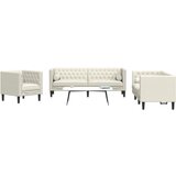 vidaXL Chesterfield garnitura od 3 dijela s jastucima krem baršunasta - Krema 3 | shoptok.hr