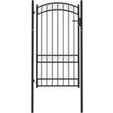 vidaXL Vrata za ogradu s lučnim vrhom čelična 100 x 175 cm crna | shoptok.hr