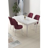 Hanah home Nil - White, Burgundy WhiteBurgundy Dining Table & Chairs Set (5 Pieces) | ePonuda.com