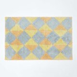 HOMESCAPES kopalniška preproga nedrseča damier 100% bombaž rumena in siva, 50 x 80 c, (5000161089) | Shoptok.si
