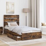  Krevet s od storage s uzglavljem Dimljeni hrast 100 x 200 cm | shoptok.hr