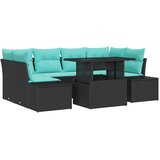 vidaXL Vrtna sedežna garnitura z blazino 7 pcs Črna in turkizna, (5000135719) | Shoptok.si