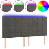 vidaXL LED posteljno vzglavje temno sivo 200x5x118/128 cm žamet, (20933121) Cene