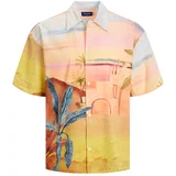 Jack & Jones Košulja 'Landscape' svijetloplava / tamo žuta / marelica / ciglasto crvena