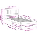  Krevetna konstrukcija Bijelo 75 x 190 cm Čvrsta borova drva | shoptok.hr