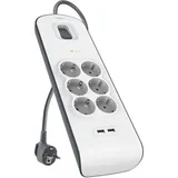 Surge Prot.Strip 6 outlet 2xUSB-A, 2m Cable BSV604vf2M-V2