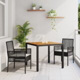 vidaXL jedilni set Set 3 Črna Les Trajno Pohodna oprema Kvadratno | Shoptok.si