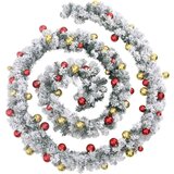 vidaXL Božićni vijenac s kuglicama i LED svjetlima zeleni 5 m PVC | shoptok.hr