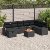 vidaXL 9-dijelni vrtni set sofa s jastučićima crni poli ratan | shoptok.hr