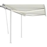 vidaXL ročno zložljiva tenda z led lučmi 3x2,5 m krem | Shoptok.si