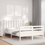 vidaXL Posteljni okvir z vzglavjem bel 140x190 cm trden les Cene