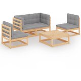 The Living Store Vrtna sedežna garnitura 5-delna z blazinami trdna borovina - Vrtna Sedežna Garnitura, (21421498) | Shoptok.si