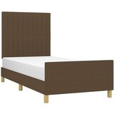  Posteljni okvir z vzglavjem temno rjav 90x200 cm blago, (20906061) | Shoptok.si