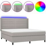  Box spring postelja z vzmetnico LED sv. siva 160x200 cm blago, (20936998) | Shoptok.si