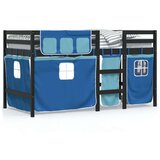 vidaXL Dječji krevet na kat i zavjese plavi 90x200 cm borovina | shoptok.hr