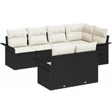  7-delni vrtnarski kavč set z blazinami Črn Poli Ratan | Shoptok.si