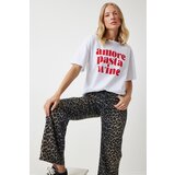  Women's Black Brown Leopard Patterned Straight Jeans | Shoptok.si