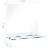  Zidno ogledalo s policom 30 x 30 cm od kaljenog stakla | shoptok.hr