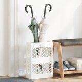 vidaXL Stalak za kišobran Rešetkasti s pohranom Bijelo 28 x 12 x 41 cm Čelik Cijene