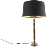 QAZQA Art deco namizna svetilka bron z bombažnim odtenkom črna 45 cm - Torre | Shoptok.si