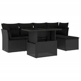  6-dijelni set vrtnih sofa s jastucima crni od poliratana Crna 100 x 55 x 73 cm | shoptok.hr