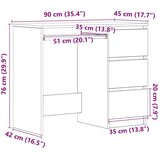 vidaXL Pisalna miza črna hrast 90x45x76 cm inženirski les | Shoptok.si