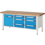 eurokraft pro delovna miza z ogrodjem serije 8, 6 predalov: 2 x 90, 2 x 180, 2 x 270 mm, 1 vrata 540 mm, šxg 2000 x 700 mm Cene