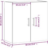 vidaXL Stenska omarica dimljeni hrast 60x31x60 cm inženirski les | Shoptok.si