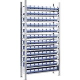 eurokraft pro Sestavljiv regal z regalnimi posodami, višina 2000 mm, 96 posod, 12 polic, globina 336 mm, osnovni regal | Shoptok.si