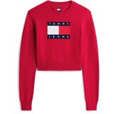 Tommy Jeans Pulover mornarska / rdeča / bela Cene