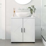 vidaXL Kopalniška omarica z vrati Bela 61 x 35 x 64 cm Konstruiran les | Shoptok.si