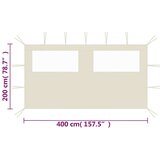 vidaXL 3070421 Gazebo Sidewall with Windows 4x2 m Cream (315310) | Shoptok.si