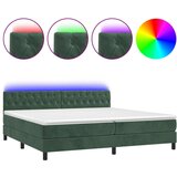 The Living Store Box spring postelja z vzmetnico LED tem. zelena 200x200cm žamet - Box Spring Postelja, (21491195) | Shoptok.si