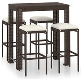  5-dijelni vrtni barski set od poliratana s jastucima smeđi Smeđa 100 cm table length | Shoptok.si
