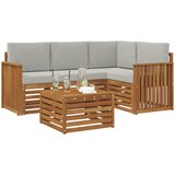  Set vanjskih sofa 5 kom. Prirodna i svijetlo siva Poliester | shoptok.hr