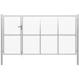 vidaXL Vrtna vrata jeklena 350x150 cm srebrna Cene