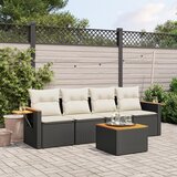 Maison Chic Seti vrtnega pohištva - Vrtna garnitura - Vrtni pohištvo set 5-delna z blazinami črn poli ratan, (21817533) | Shoptok.si