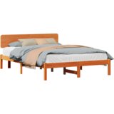  Krevetna konstrukcija s glavom kreveta Smeđa 200x200 cm Puno drvo borovine | shoptok.hr