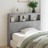 vidaXL Ormarić za uzglavlje LED svjetlima boja betona 120x17x102 cm | shoptok.hr