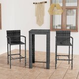 vidaXL Zunanja barska garnitura 3-delna z naslonjali poli ratan siva | Shoptok.si