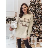 DStreet Sweter damski one size MIU MIU z napsiem beżowy