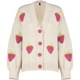Trendyol Stone Soft Texture Strawberry Embroidered Knitwear Cardigan cene